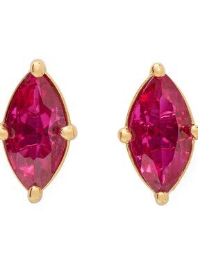 NWT Small Kate Spade Signature Solitaire Stud Earrings Red Gold ruby NEW